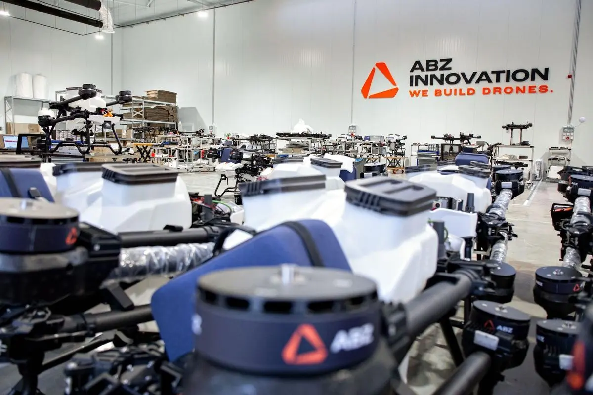 ABZ Innovation assembly hall in Hungary with drones on the line